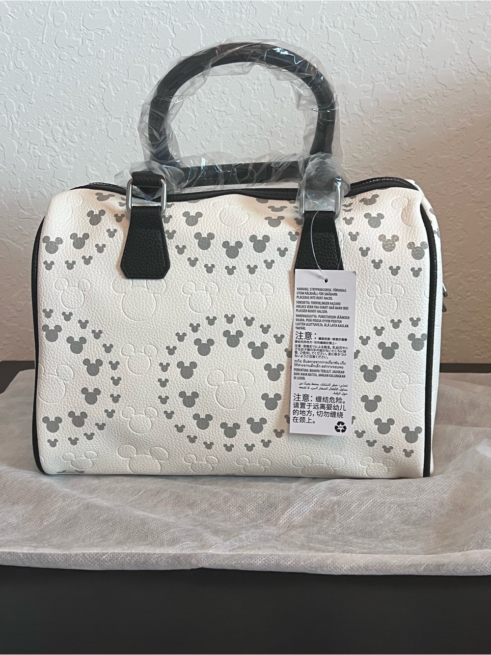 Disney Parks White and Black geometric Satchel Handbag - Picture 3 of 9
